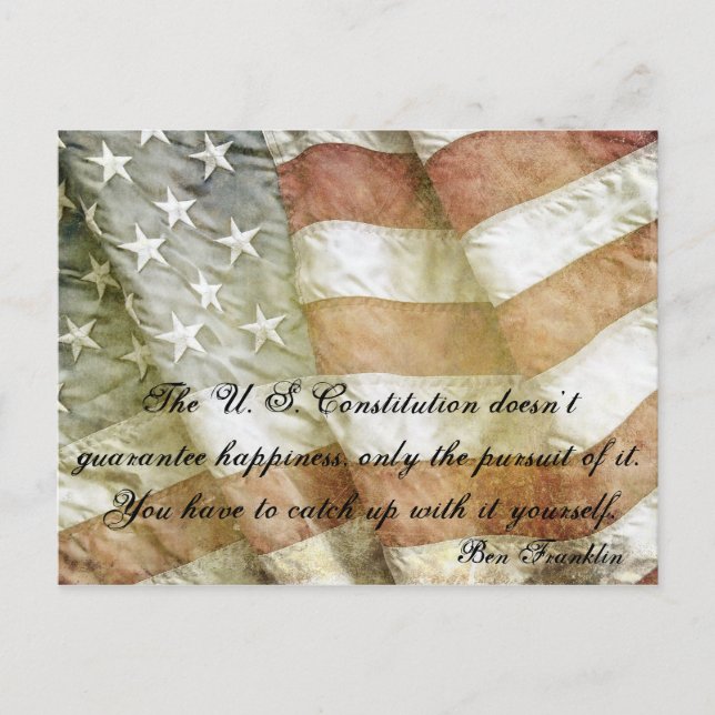 Ben Franklin Happiness Quote Postcard (Front)