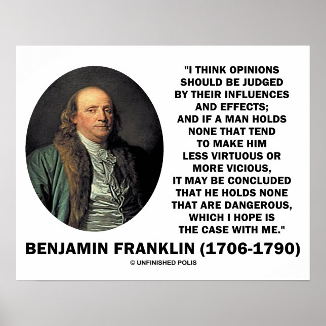 Ben Franklin Opinions Judged Influences Effects Poster (Front)