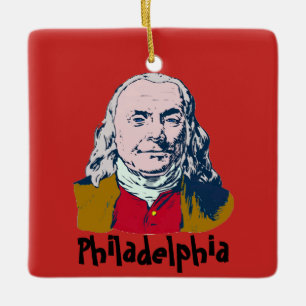 Ben Franklin, Philadelphia, add text Ceramic Ornament