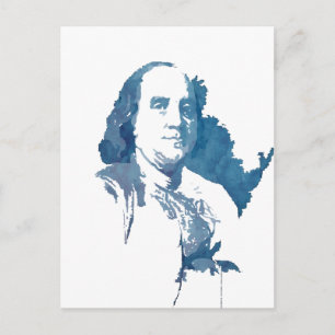 Ben Franklin Pop Art Portrait in Blue Postcard