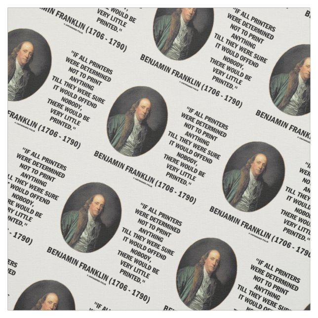 Ben Franklin Printers Not To Print Printed Quote Fabric (Swatch)