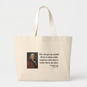 Ben Franklin Quote 1b Large Tote Bag