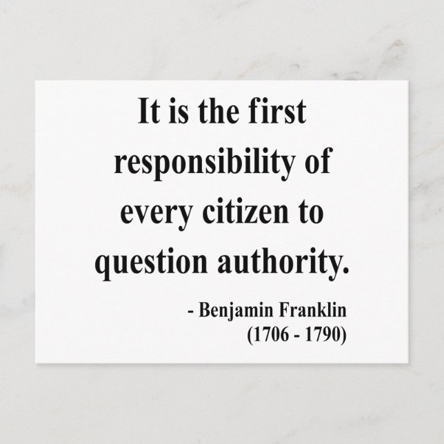Ben Franklin Quote 3a Postcard (Front)