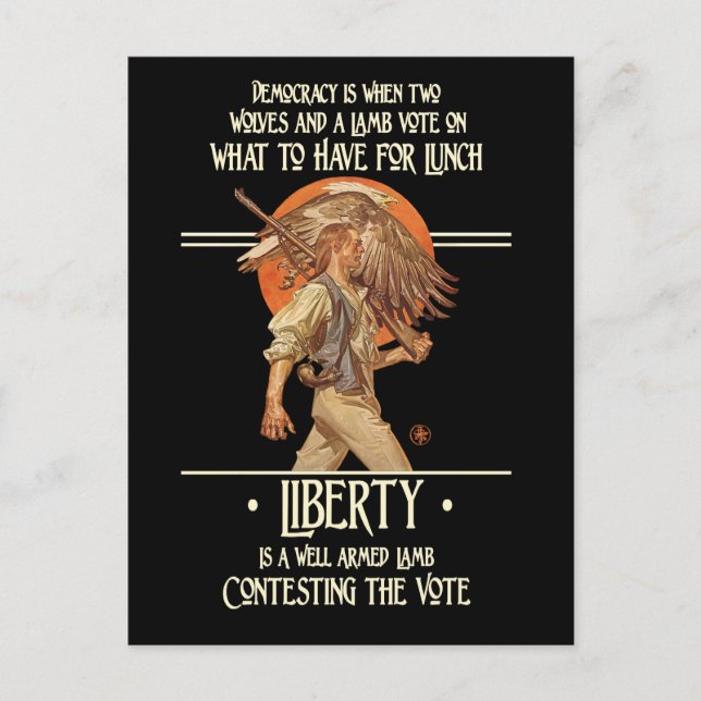 Ben Franklin Quote: Well Armed Lamb Postcard (Front)