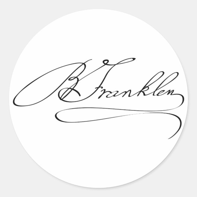 Ben Franklin Signature Classic Round Sticker (Front)