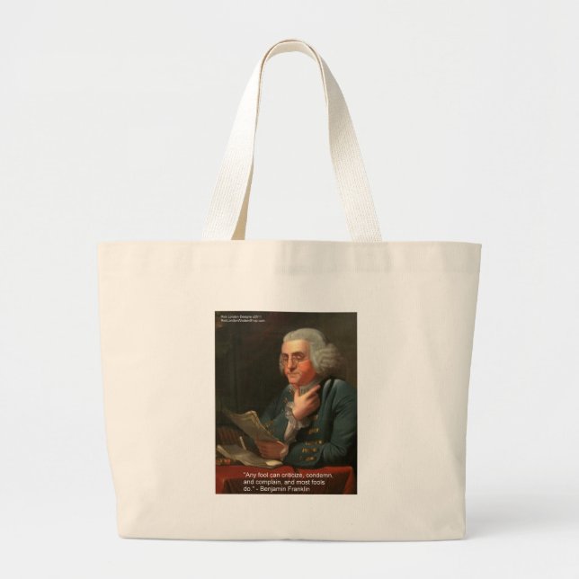 Ben Frankling Wisdom Quote "Any Fool" Gifts & Card Large Tote Bag (Front)