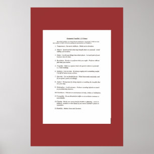 Ben Franklin's 13 Virtues Poster