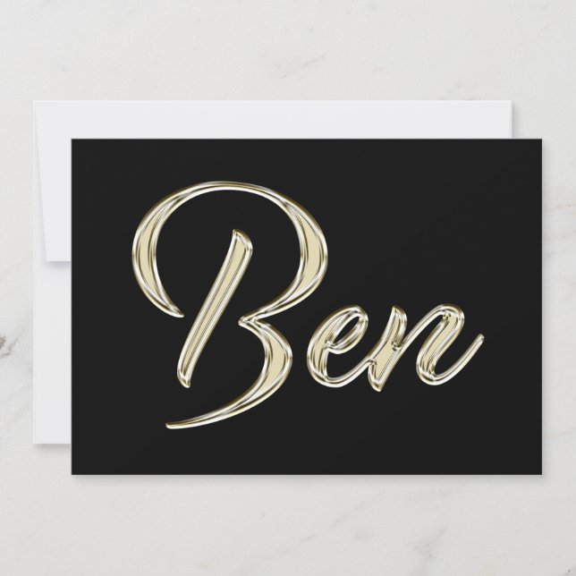 Ben Name white gold Handwriting Card (Front)