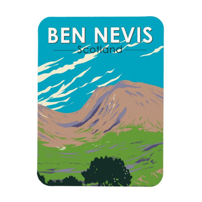 Ben Nevis Scotland Travel Art Vintage Magnet (Vertical)