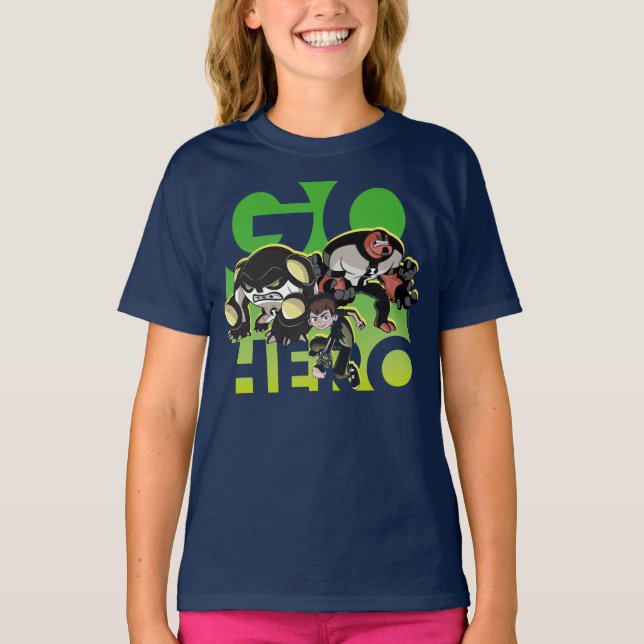 Ben Tennyson, Cannonbolt, and Four Arms - Go Hero T-Shirt (Front)