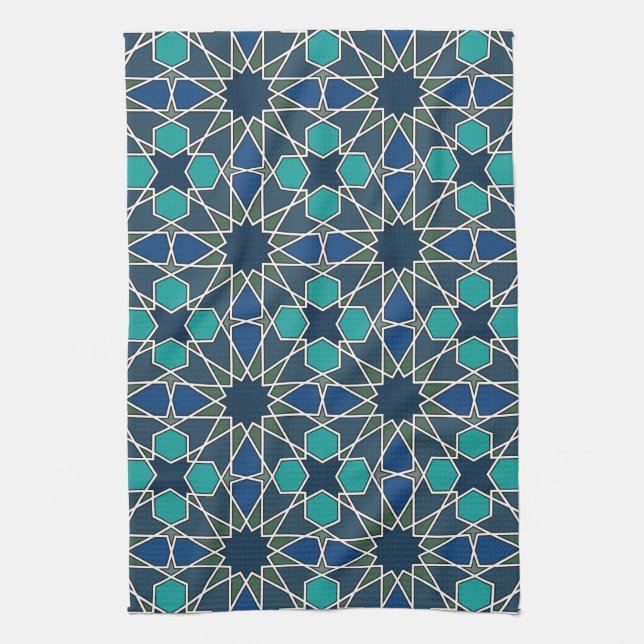 Ben Yusuf Madrasa Geometric Pattern 0-0-7 Tea Towel (Vertical)