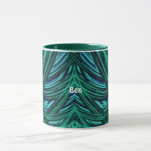 BEN ~ Zany 3D Fractal ~ Blue and Green Mug