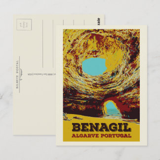 Benagil sea cave illustration Algarve Portugal Postcard
