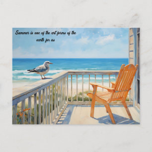 Bench Beach Bird in The Summer Postcard