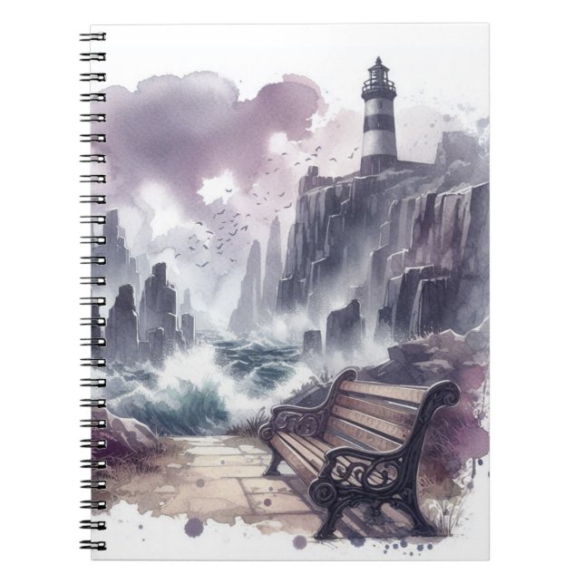 Bench in Front of Lighthouse Notebook (Front)
