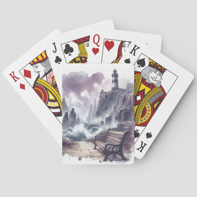 Bench in Front of Lighthouse Playing Cards (Back)