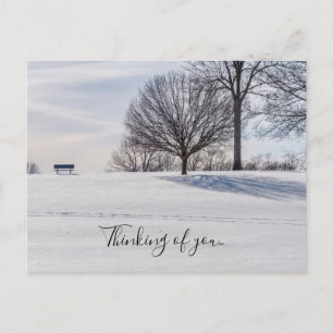 Bench On Snow Covered Hill Thinking Of You Postcard