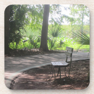 Bench on the Path photo on a coaster. Coaster