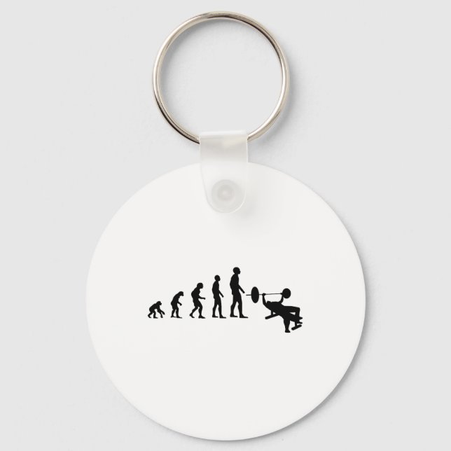 Bench Press Bodybuilding Funny Evolution Strength  Key Ring (Front)