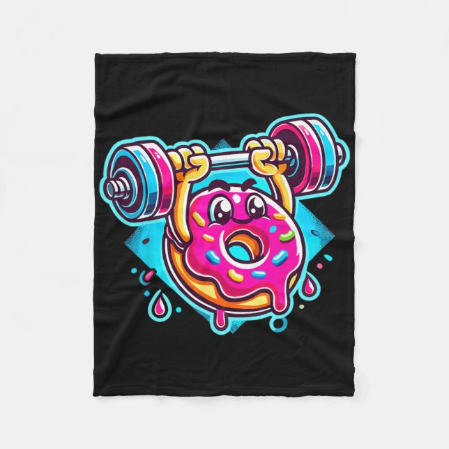 Bench Press Doughnut Weightlifting Bodybuilding Fi Fleece Blanket (Front)