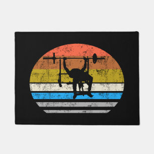 bench press strength training retro vintage gift doormat