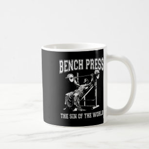 Bench Press The Sin Of The World Funny Jesus Gymer Coffee Mug