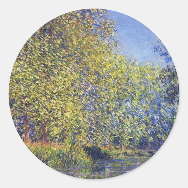 Bend in Epte River near Giverny by Claude Monet Classic Round Sticker (Front)
