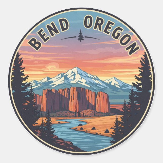 Bend Oregon coast Travel Postcard Classic Round Sticker (Front)