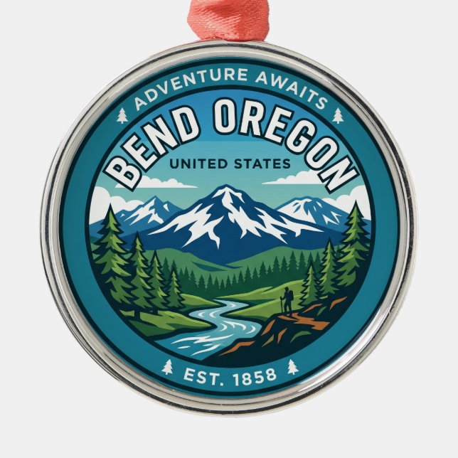 Bend Oregon Metal Ornament (Front)