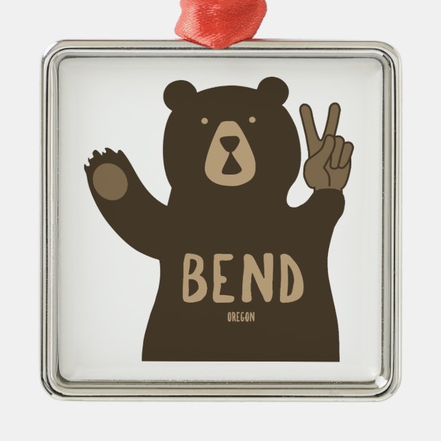 Bend Oregon Peace Bear Metal Ornament (Front)