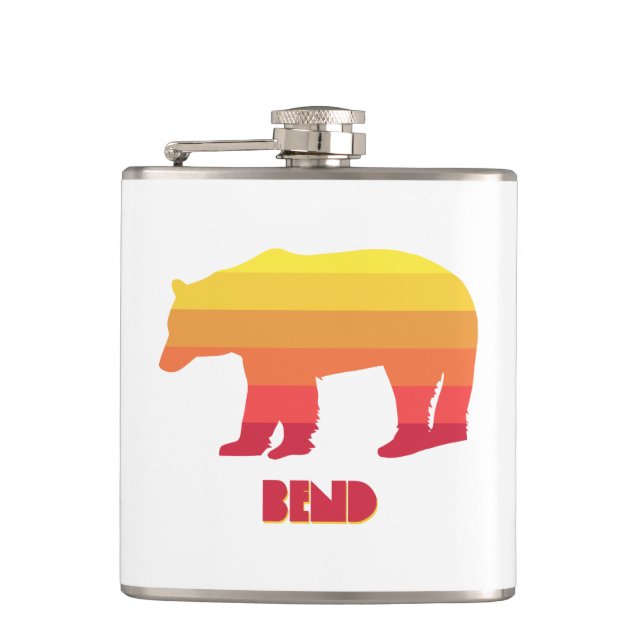 Bend Oregon Rainbow Bear Hip Flask (Front)
