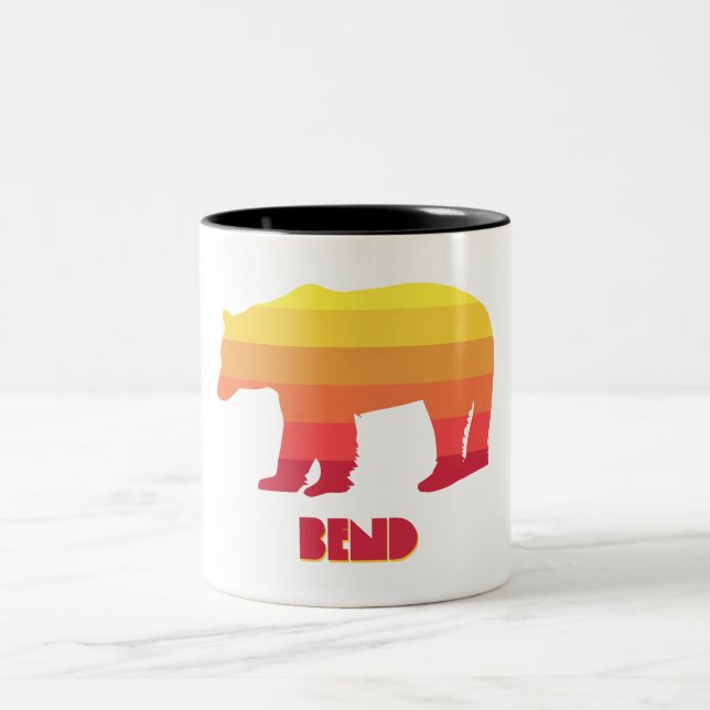 Bend Oregon Rainbow Bear Two-Tone Coffee Mug (Center)