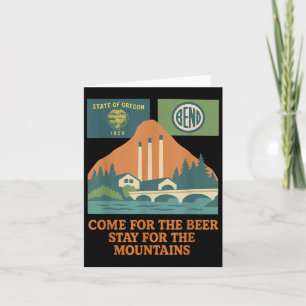 Bend Oregon Retro-vintage Mountains & Beer For Card