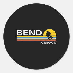 Bend Oregon Skiing Vintage Retro Souvenirs  Classic Round Sticker