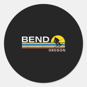 Bend oregon skiing vintage retro souvenirs classic round sticker