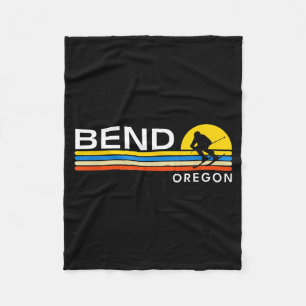 Bend oregon skiing vintage retro souvenirs fleece blanket