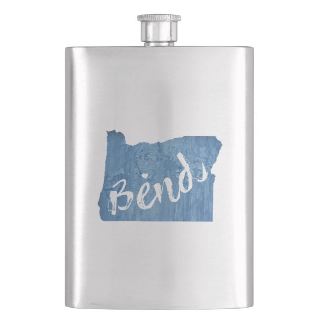 Bend, Oregon Wood Grain Hip Flask (Front)