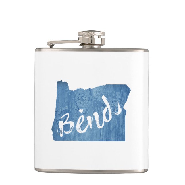 Bend, Oregon Wood Grain Hip Flask (Front)