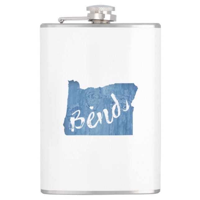 Bend, Oregon Wood Grain Hip Flask (Front)