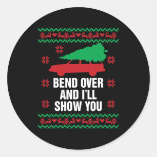bend over and i&# 9;ll show you christmas couple m classic round sticker