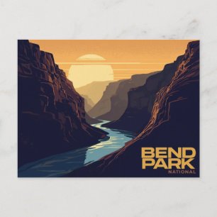 Bend Park Canyon River Vintage Art Postcard