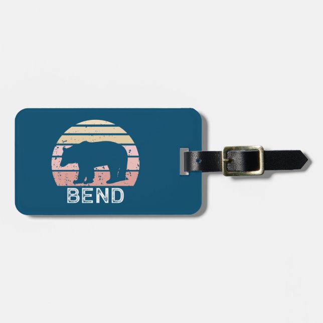 Bend Retro Bear Luggage Tag (Front Horizontal)