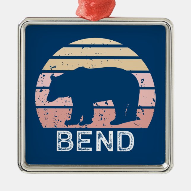 Bend Retro Bear Metal Ornament (Front)