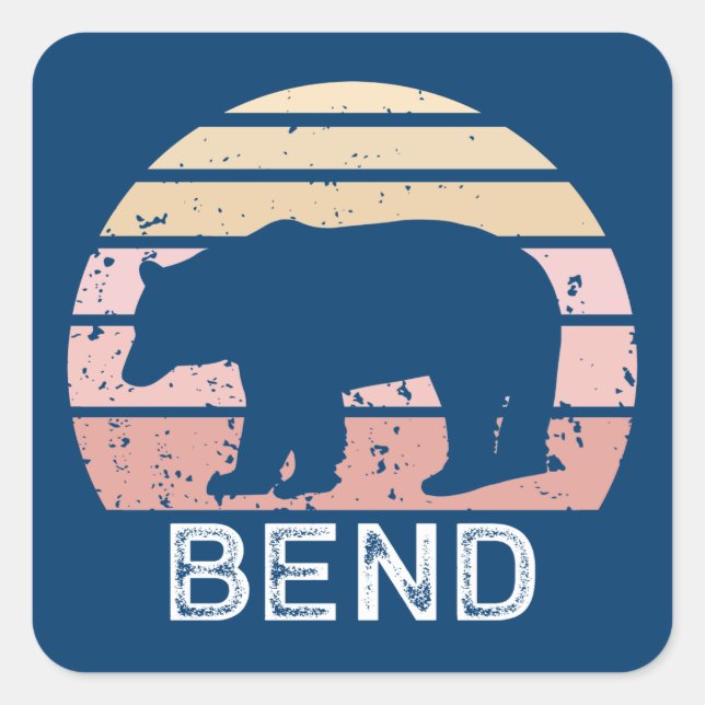 Bend Retro Bear Square Sticker (Front)