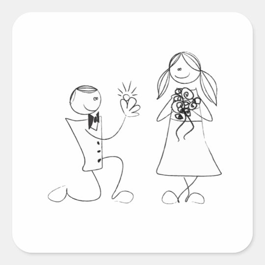 Bended Knee Proposal Wedding Sticker