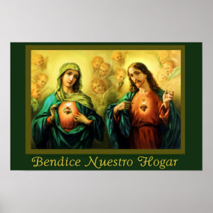 Bendicion del Hogar Jesus & Virgen Spanish Poster