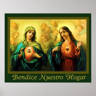 Bendicion del Hogar Sagrado e Inmaculado Corazon Poster