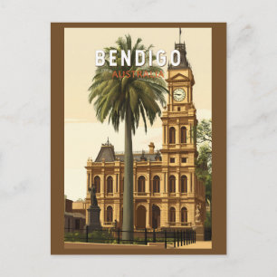 Bendigo Australia Travel Art Vintage Postcard