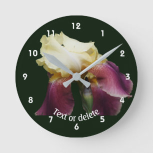 Bending Bearded Iris Flower Personalized   Round Clock