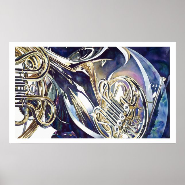 "Bending Light" Musical Instruments Watercolor Poster (Front)